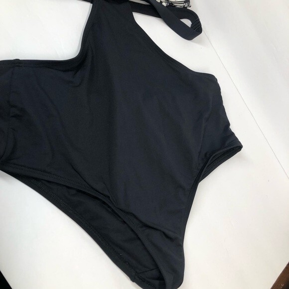 L*SPACE Venice Monokini One-Piece Swim Suit Cut Out Black White 8 - Picture 5 of 10